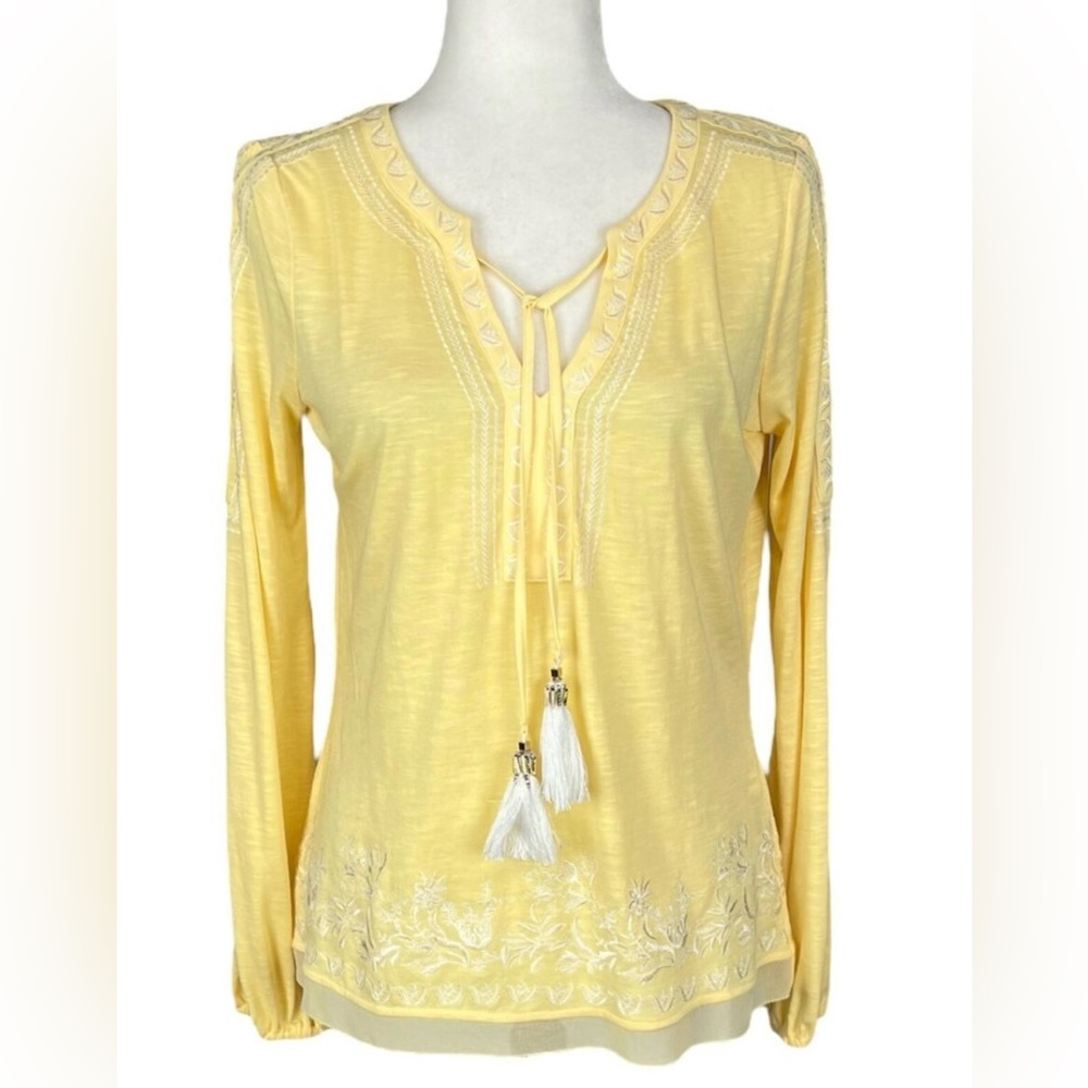 White House black market yellow long sleeve shirt